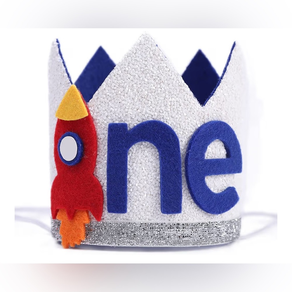 First Trip Around The Sun Birthday Crown & High Chair Banner. First Birthday